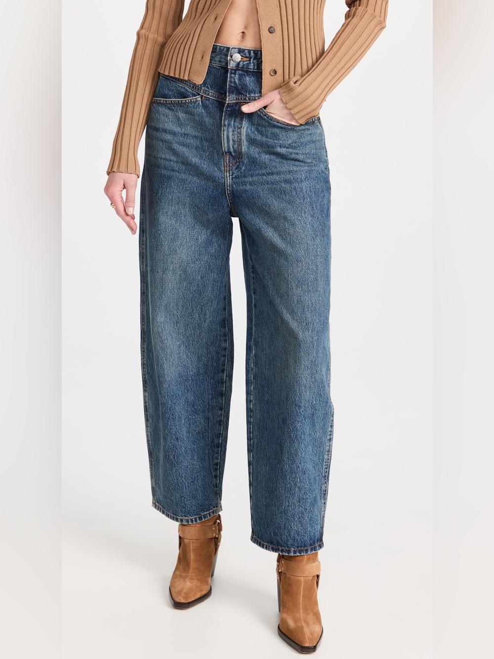 KHAITE High-Rise Wide-Leg Jeans in Dark Indigo